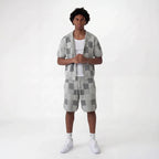 Set aus Hemd und Shorts im Jacquard-Karomuster