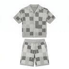 Set aus Hemd und Shorts im Jacquard-Karomuster
