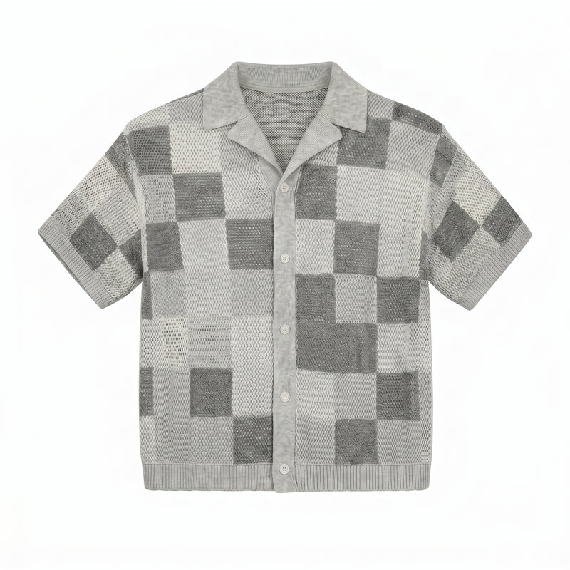 Set aus Hemd und Shorts im Jacquard-Karomuster