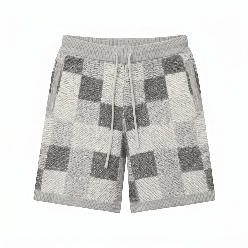 Set aus Hemd und Shorts im Jacquard-Karomuster