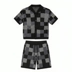 Set aus Hemd und Shorts im Jacquard-Karomuster