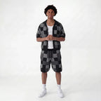 Set aus Hemd und Shorts im Jacquard-Karomuster