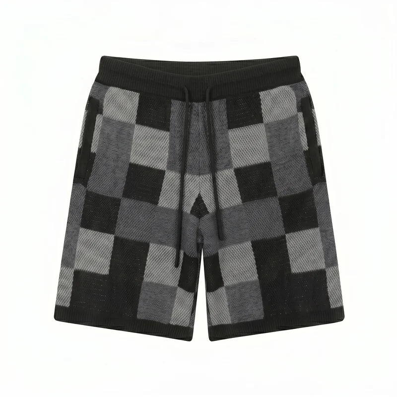 Set aus Hemd und Shorts im Jacquard-Karomuster